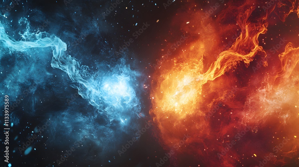 Abstract Image of Fire and Ice Colliding Abstract Image of Fire and Ice Colliding