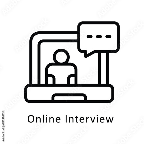 Online Interview Vector Outline Icon. Eps 10 File 