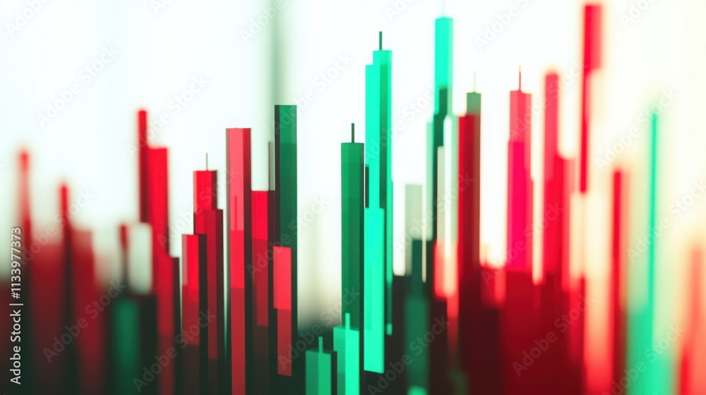 Obraz premium 2025 stock market candlestick chart, red and green candles against a white canvas.