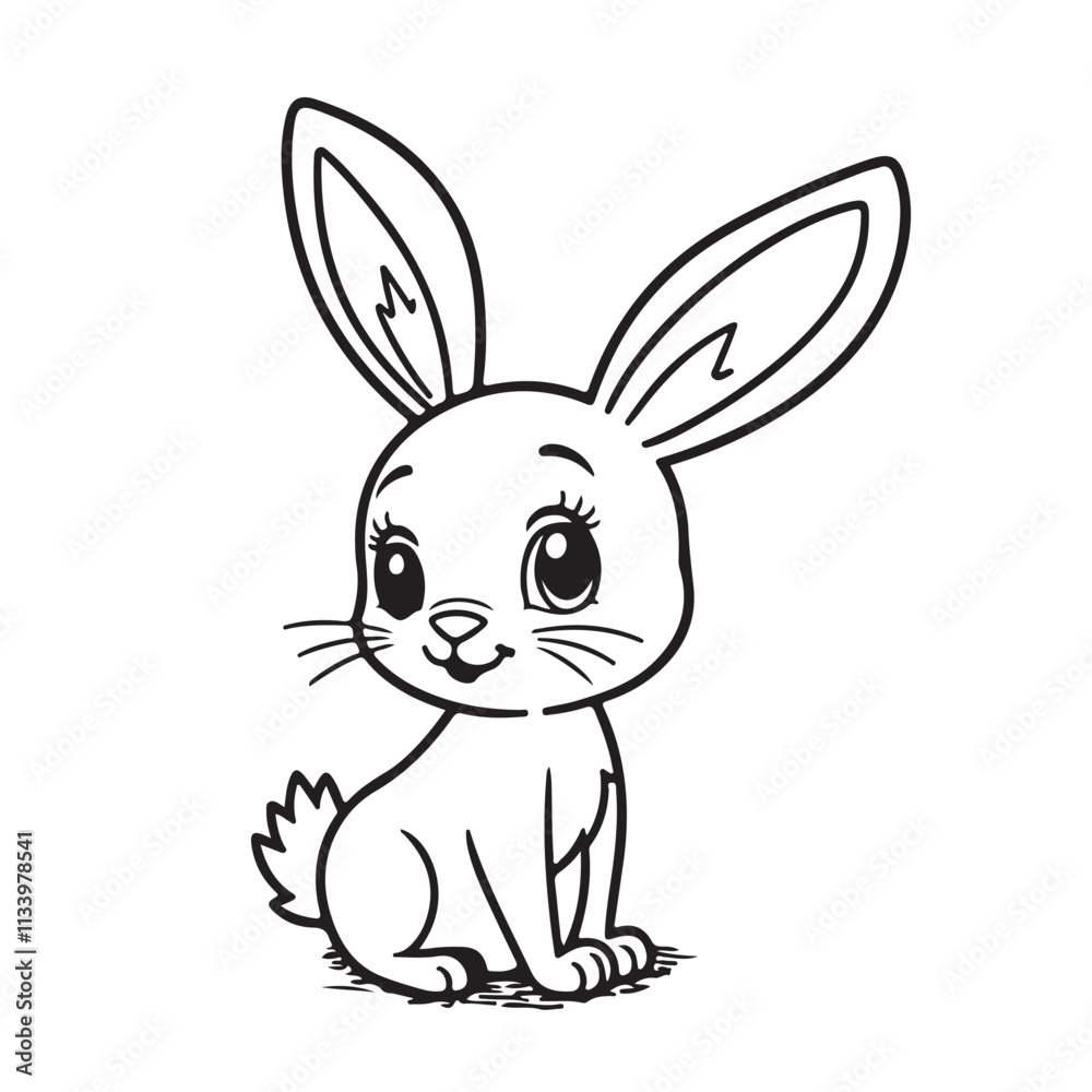 rabbit and carrot line art on white background rabbit and carrot line art on white background