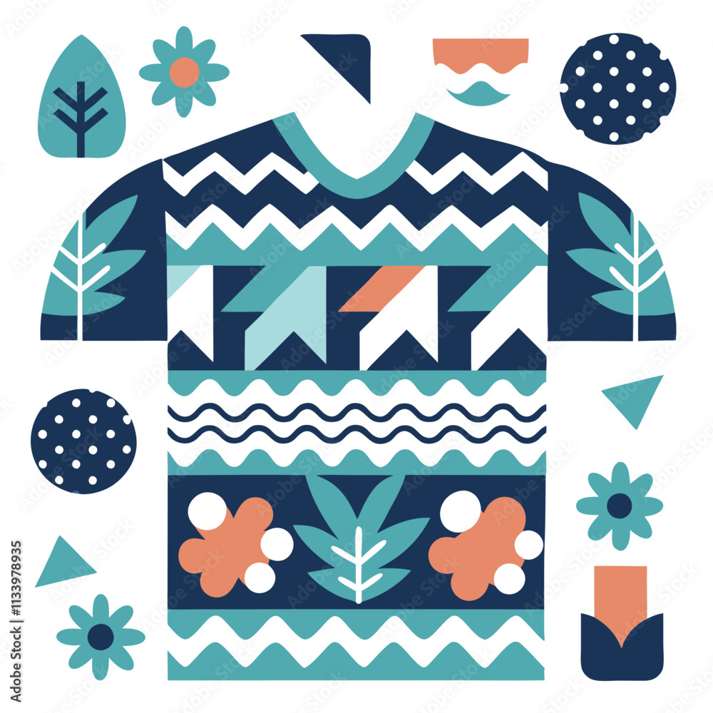 Obraz premium Colorful Floral Print Shirt Design