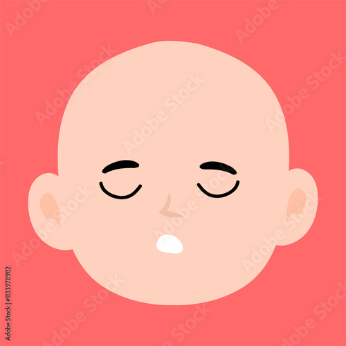 cartoon bald boy avatar character illustration design. emoticon head expression face