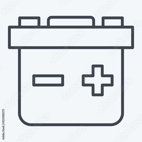Icon Lead Acid Battery. related to Energy Storage symbol. line style. editable