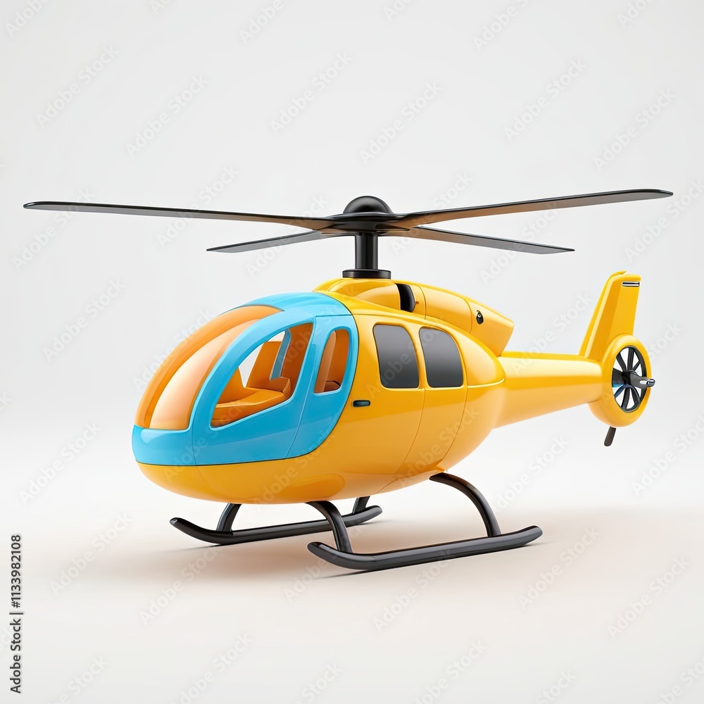 Fototapeta premium colorful toy helicopter in a studio environment, 3d render helicopter design