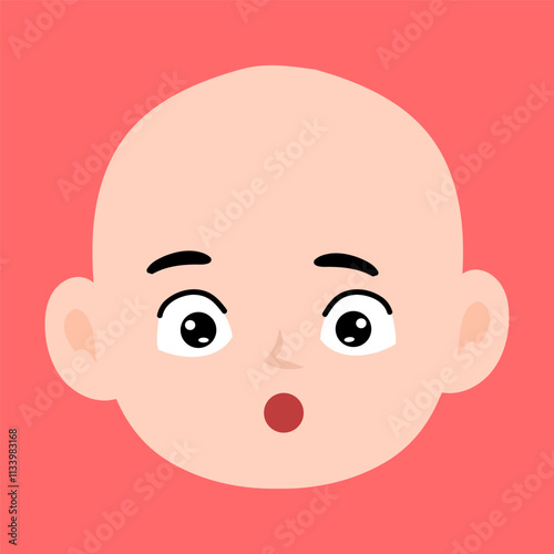 cartoon bald boy avatar character illustration design. emoticon head expression face