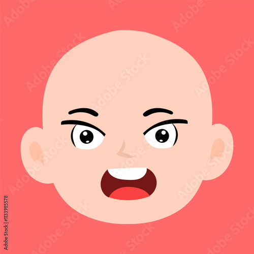 cartoon bald boy avatar character illustration design. emoticon head expression face