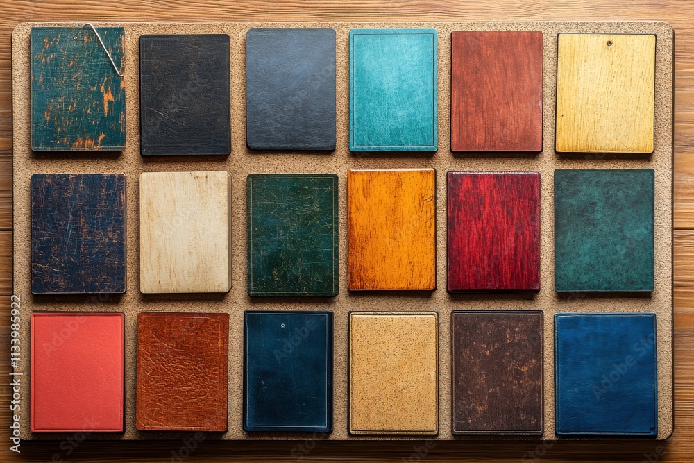 Fototapeta premium Neatly Arranged Instruction Cards on Corkboard