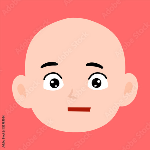 cartoon bald boy avatar character illustration design. emoticon head expression face