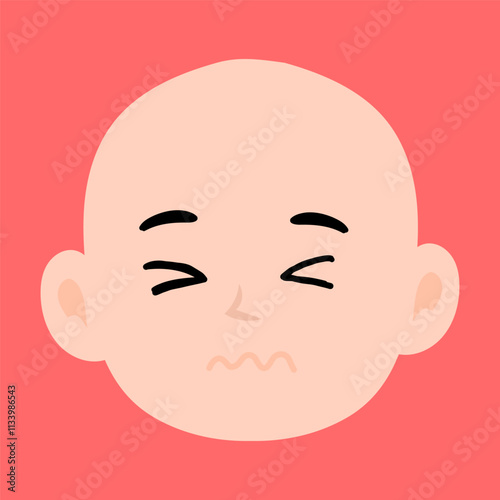 cartoon bald boy avatar character illustration design. emoticon head expression face