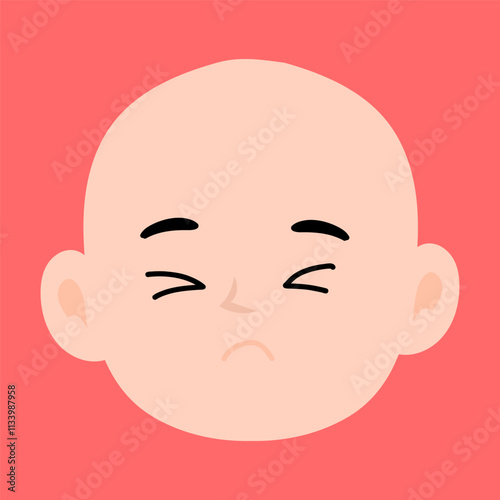 cartoon bald boy avatar character illustration design. emoticon head expression face