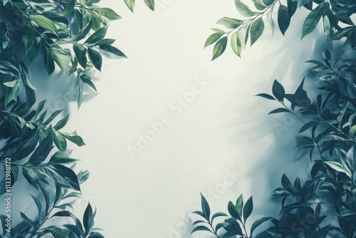 Soft Green Minimal Eco-Themed Background with Plants for Elegant Design and Creative Projects