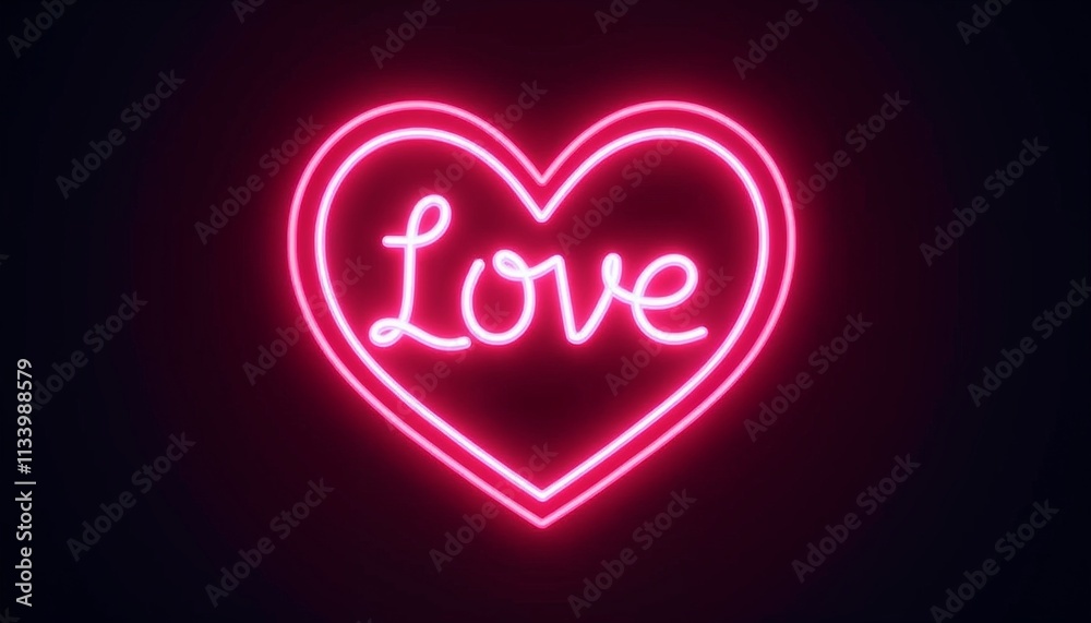 Neon sign of a heart with the word Neon sign of a heart with the word