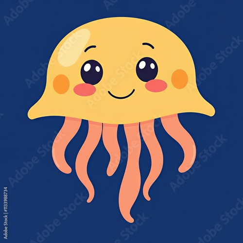 there is a yellow jellyfish with a pink nose and a black nose. photo