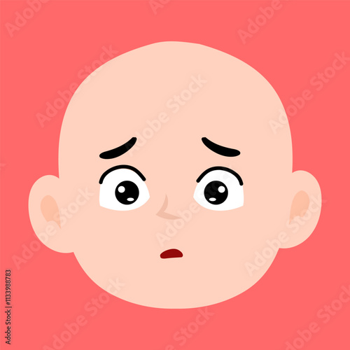 cartoon bald boy avatar character illustration design. emoticon head expression face
