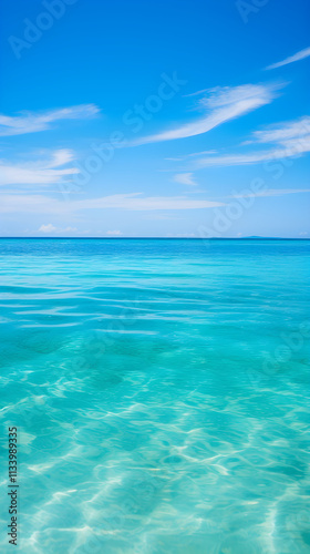 Eternal Blue: A Mesmerizing Azure Waterscape Adorned by a Clear Blue Sky
