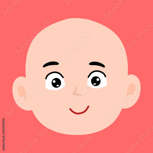 cartoon bald boy avatar character illustration design. emoticon head expression face