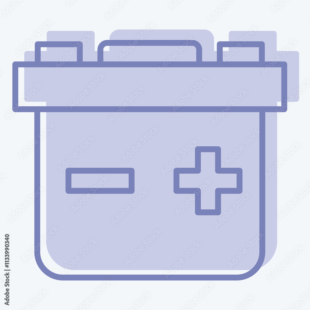 Icon Lead Acid Battery. related to Energy Storage symbol. two tone style. editable Icon Lead Acid Battery. related to Energy Storage symbol. two tone style. editable
