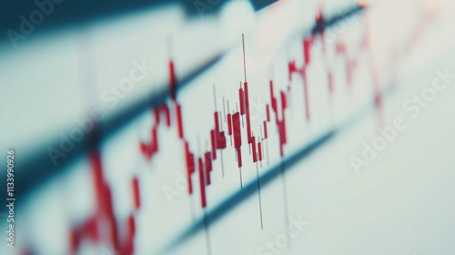 Clean and minimal candlestick chart tracking 2025a??s financial performance on white. photo