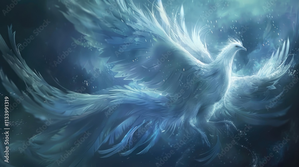 Obraz premium beautiful white pure phoenix wallpaper, detailed, far-away, cinematic