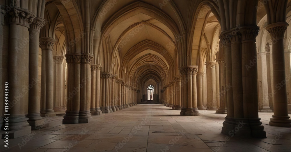 Bayeux Cathedral's interior with stone arches, interior, gothic Bayeux Cathedral's interior with stone arches, interior, gothic