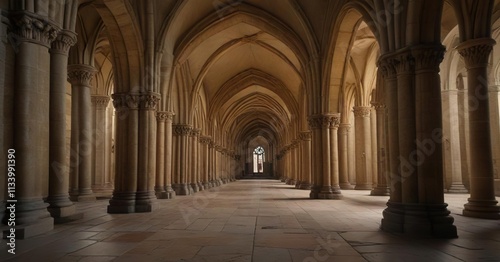 Bayeux Cathedral's interior with stone arches, interior, gothic