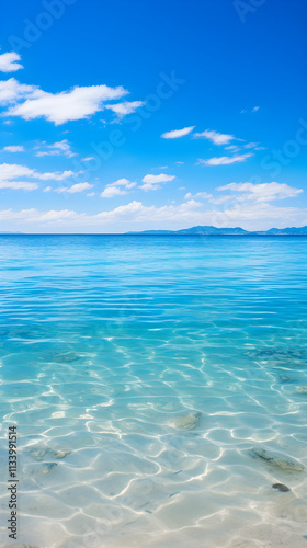 Eternal Blue: A Mesmerizing Azure Waterscape Adorned by a Clear Blue Sky