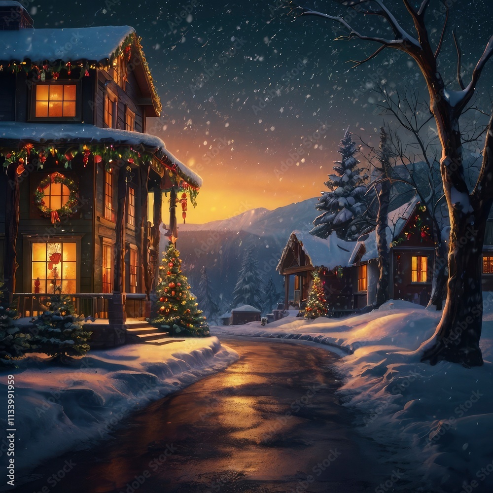 Obraz premium Christmas night in the city
