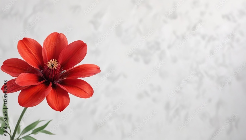 Red abstract flower with soft petals against a clean white background, floral still life, abstract botanical Red abstract flower with soft petals against a clean white background, floral still life, abstract botanical