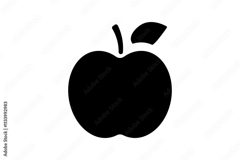 Apple fruit logo icon, black tree, white background Apple fruit logo icon, black tree, white background