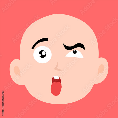 cartoon bald boy avatar character illustration design. emoticon head expression face