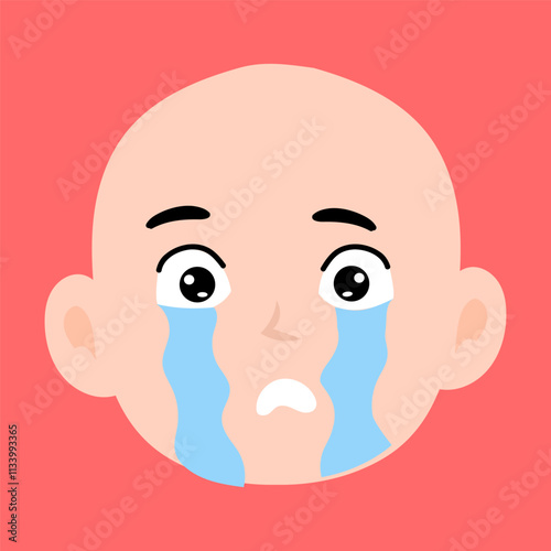 cartoon bald boy avatar character illustration design. emoticon head expression face