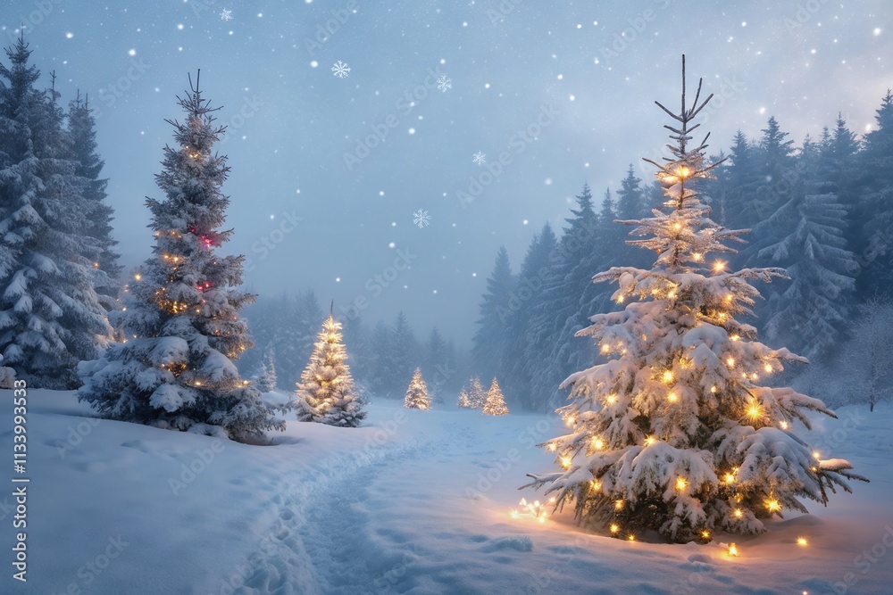 christmas tree with snow Christmas tree, gifts and decoration. christmas tree with snow Christmas tree, gifts and decoration.