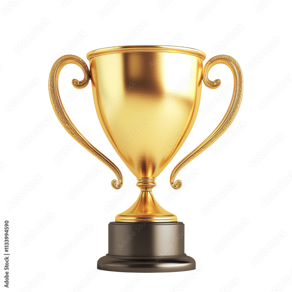 Gold Trophy Stands Tall, Isolated on PNG Transparent Background Gold Trophy Stands Tall, Isolated on PNG Transparent Background