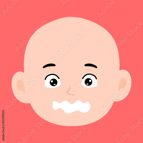 cartoon bald boy avatar character illustration design. emoticon head expression face