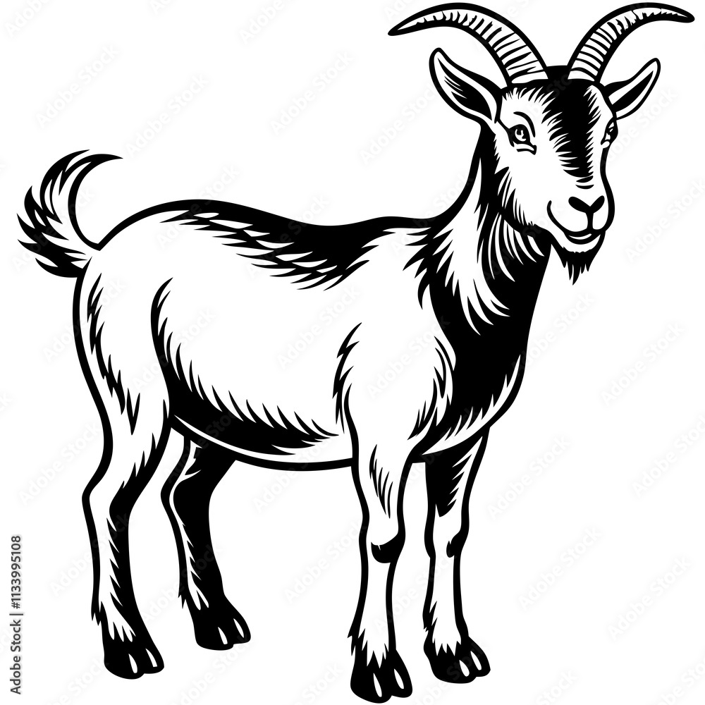 Goat vector illustration ,Goat Head svg, Goat Face svg, Farm Animal svg - Vector, Clipart, Cricut, CNC, Laser, Vinyl Cutter,