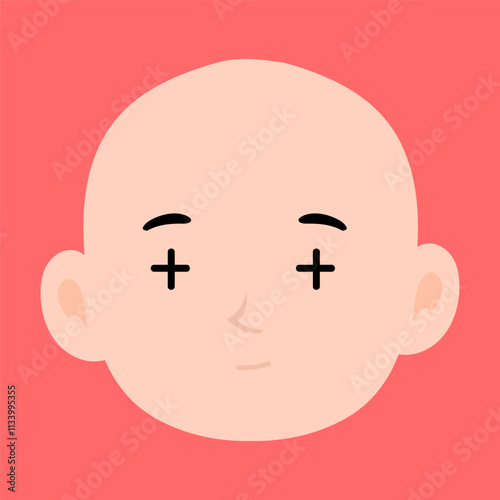 cartoon bald boy avatar character illustration design. emoticon head expression face