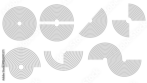 Wallpaper Mural Line geometric arch and circle abstract shapes. Contemporary mid century line design set. Torontodigital.ca