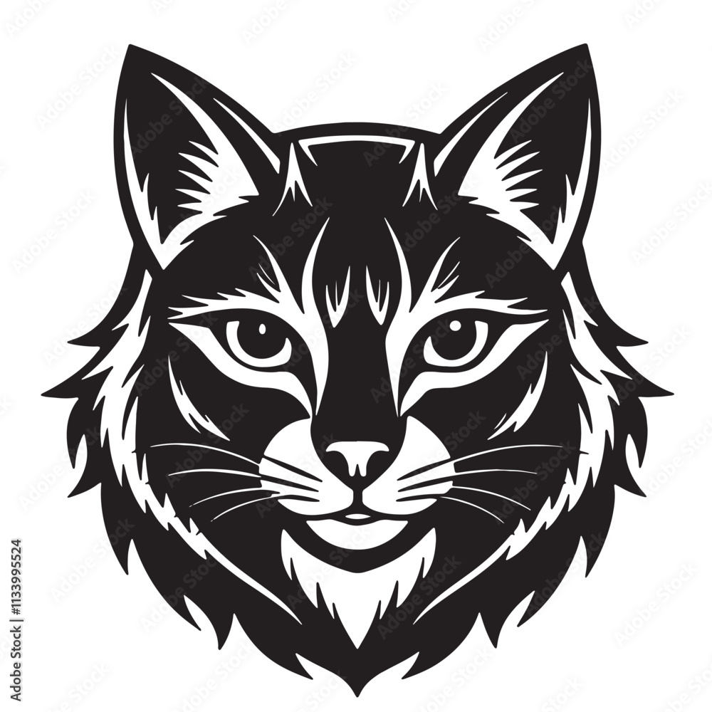 cat face logo silhouette vector on a white background cat face logo silhouette vector on a white background