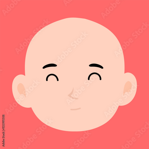 cartoon bald boy avatar character illustration design. emoticon head expression face