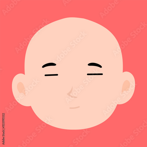 cartoon bald boy avatar character illustration design. emoticon head expression face