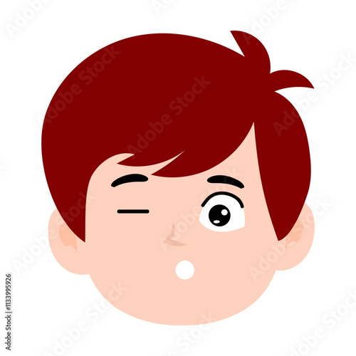 avatar kid boy different face emoticon with red hair cartoon