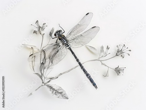 Dragonfly on Flowers