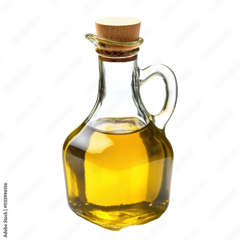 Oil Bottle with Cork on Transparent Background Oil Bottle with Cork on Transparent Background