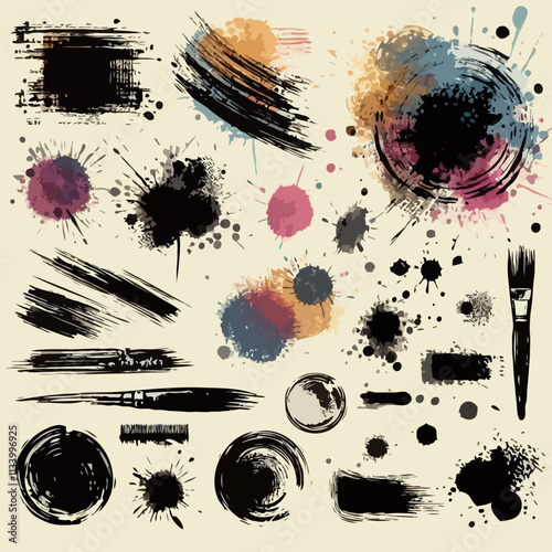 Digital Design and Artistic Textures: Explore Abstract Graphic Patterns and Paint Splatters