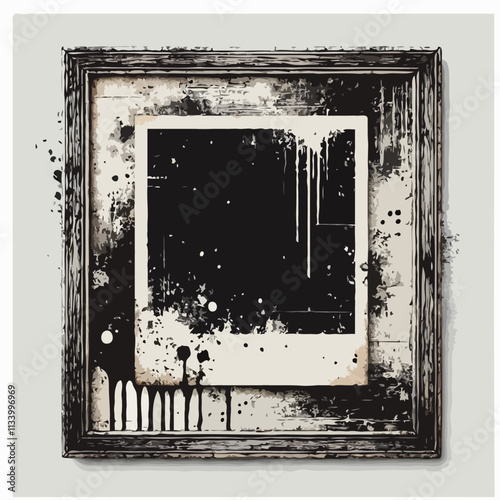 Abstract Black and White Art Frame for Modern Wall Decor - Minimalist Canvas with Textured Splash Design