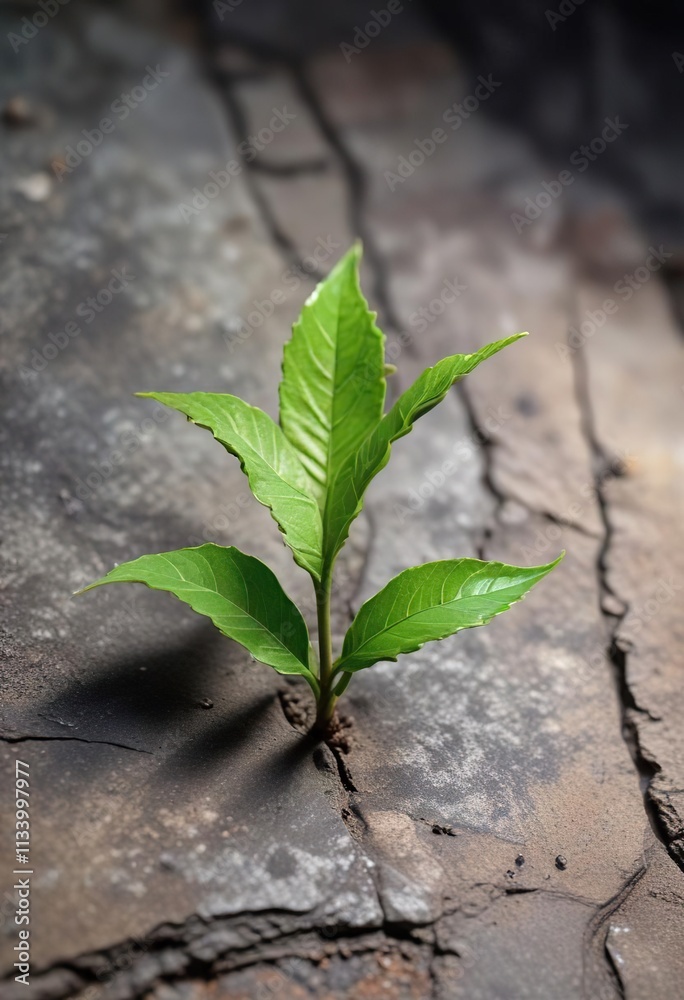 Miniature green leaf unfurling on a weathered stone surface, leaf, miniature, unfurl Miniature green leaf unfurling on a weathered stone surface, leaf, miniature, unfurl