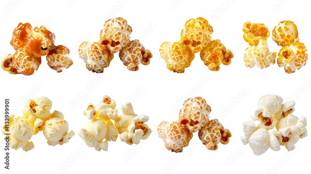 Popcorn Varieties on White Background