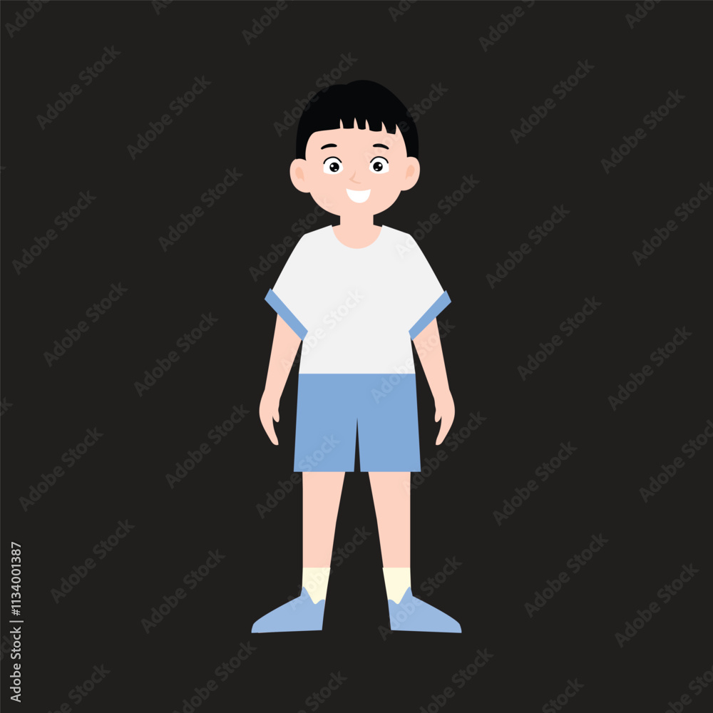 Fototapeta premium boy training with white and blue sports shirt. with many poses