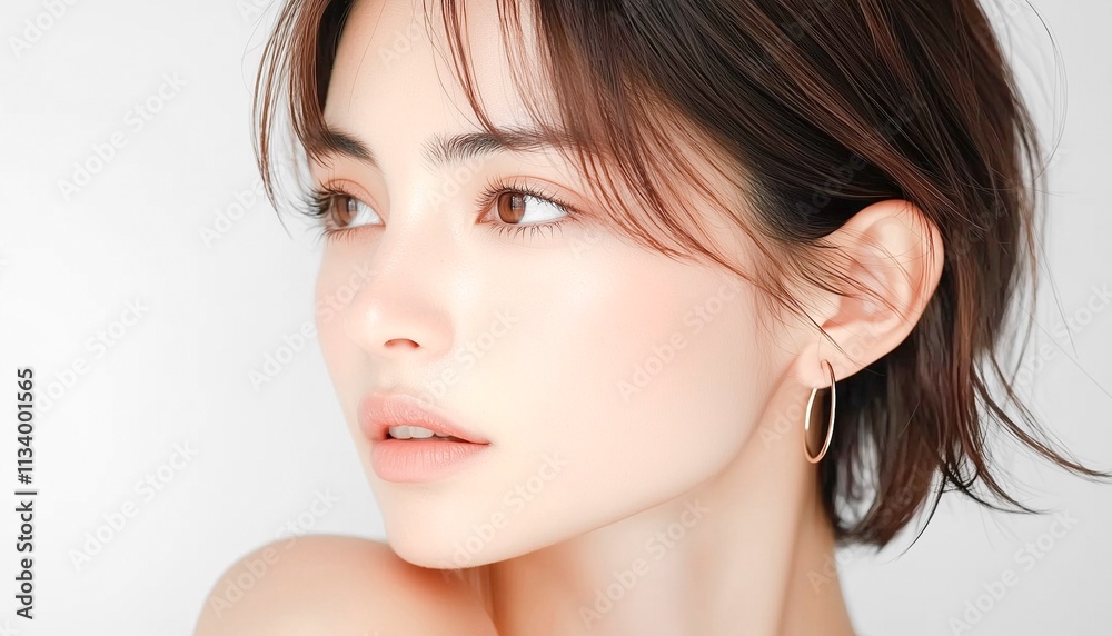 健康で肌が美しい女性 健康で肌が美しい女性
