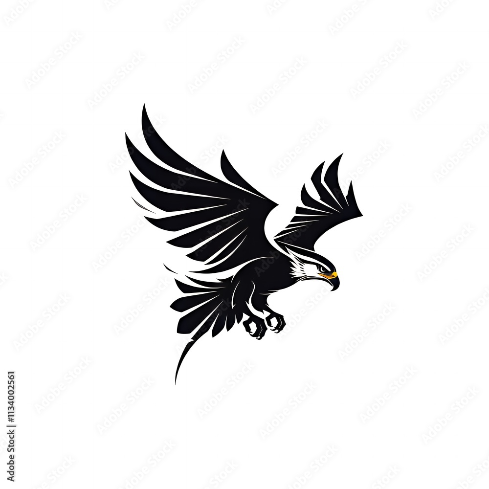 Obraz premium An abstract hawk design, styled to resemble an arrow in flight. Featuring sharp angles and smooth curves on a white background for a sleek aesthetic. 